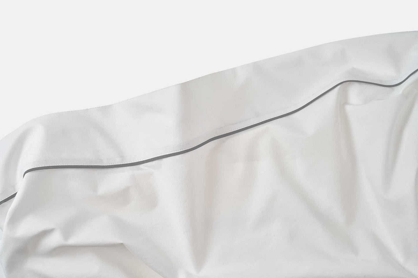 White cotton bed sheet with grey piping detail Cotton Piping Design