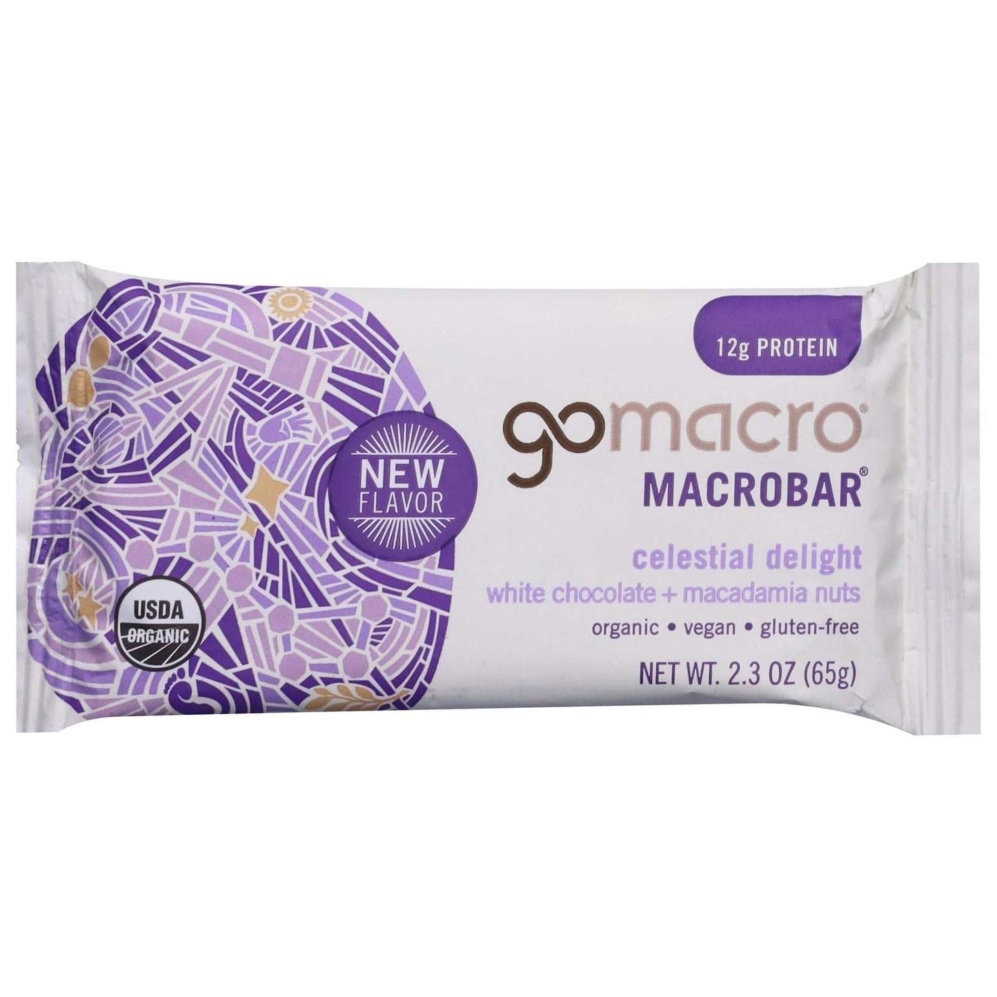 GoMacro MacroBar Organic Vegan Protein Bar - White Chocolate Macadamia Nut - 12 x 2.3 oz Bars - The Edible Petale Company