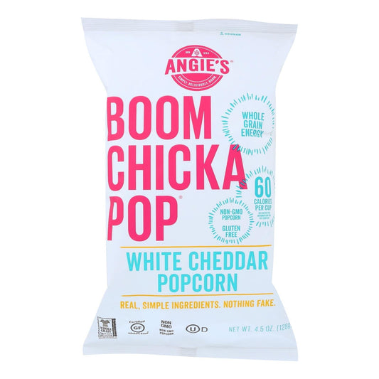 Angie's Kettle Corn Boom Chicka Pop White Cheddar Popcorn 12 pack 4.5 oz gluten-free whole grain snack