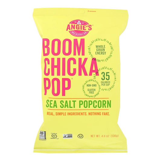 Angie's Kettle Corn Boom Chicka Pop Sea Salt Popcorn 4.8 oz bag, non-GMO, gluten-free, low calorie snack