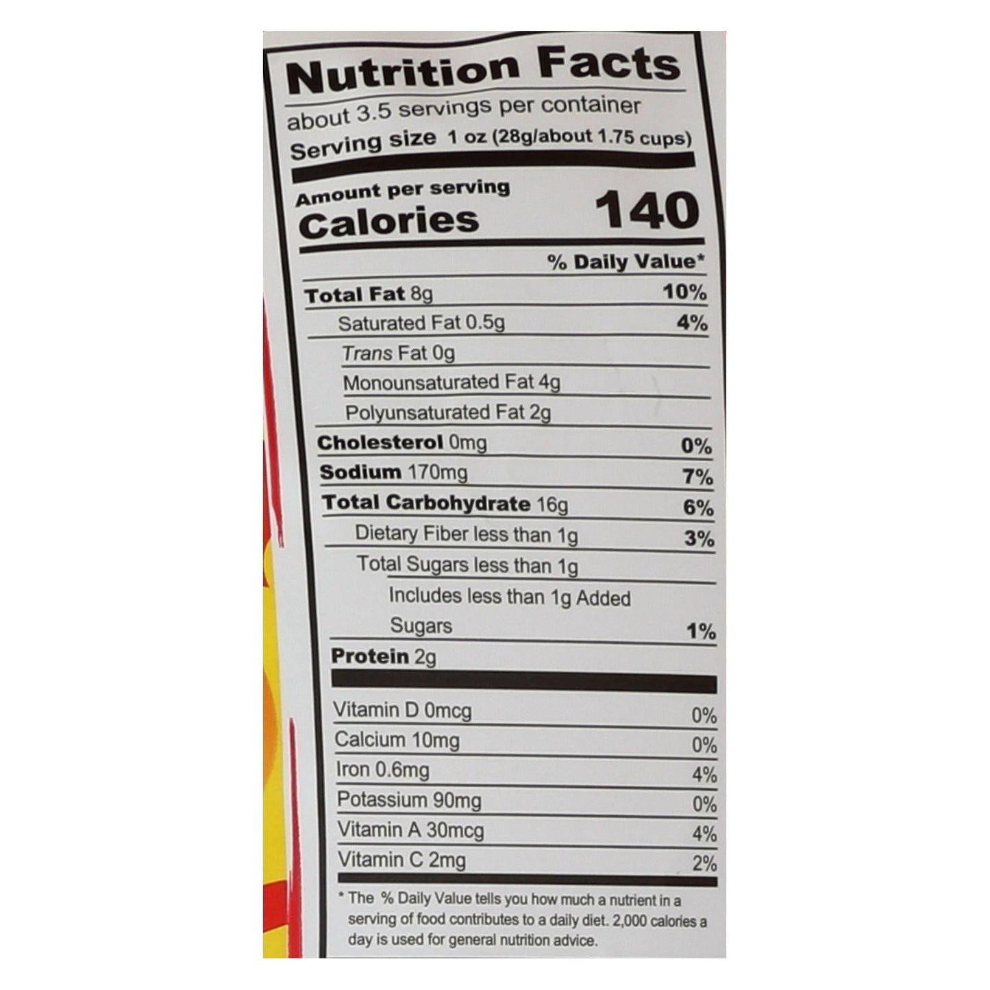 Nutrition facts label of Vegan Rob's Dairy-Free Dragon Puffs showing calories, fat, carbs, protein, and vitamins per serving
