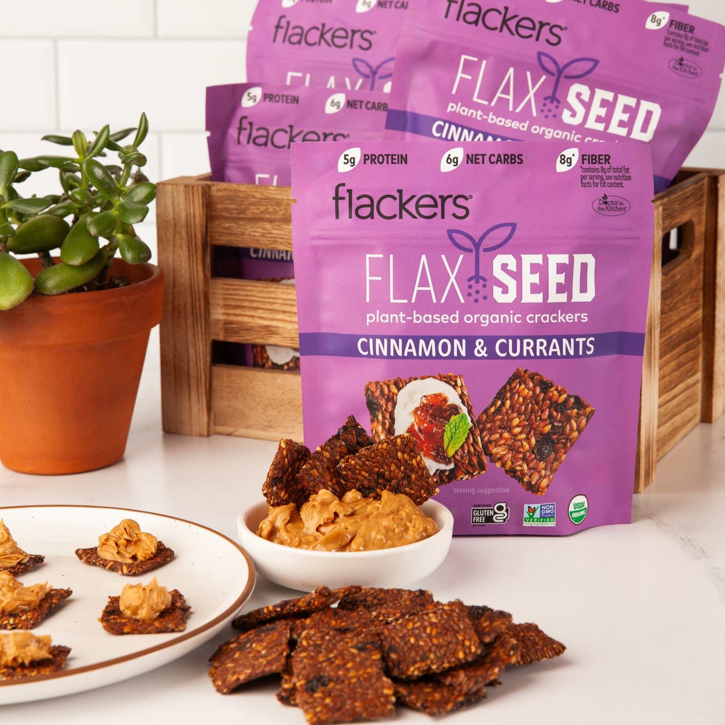 (6 - Pack) Cinnamon and Currants Flackers - The Edible Petale Company