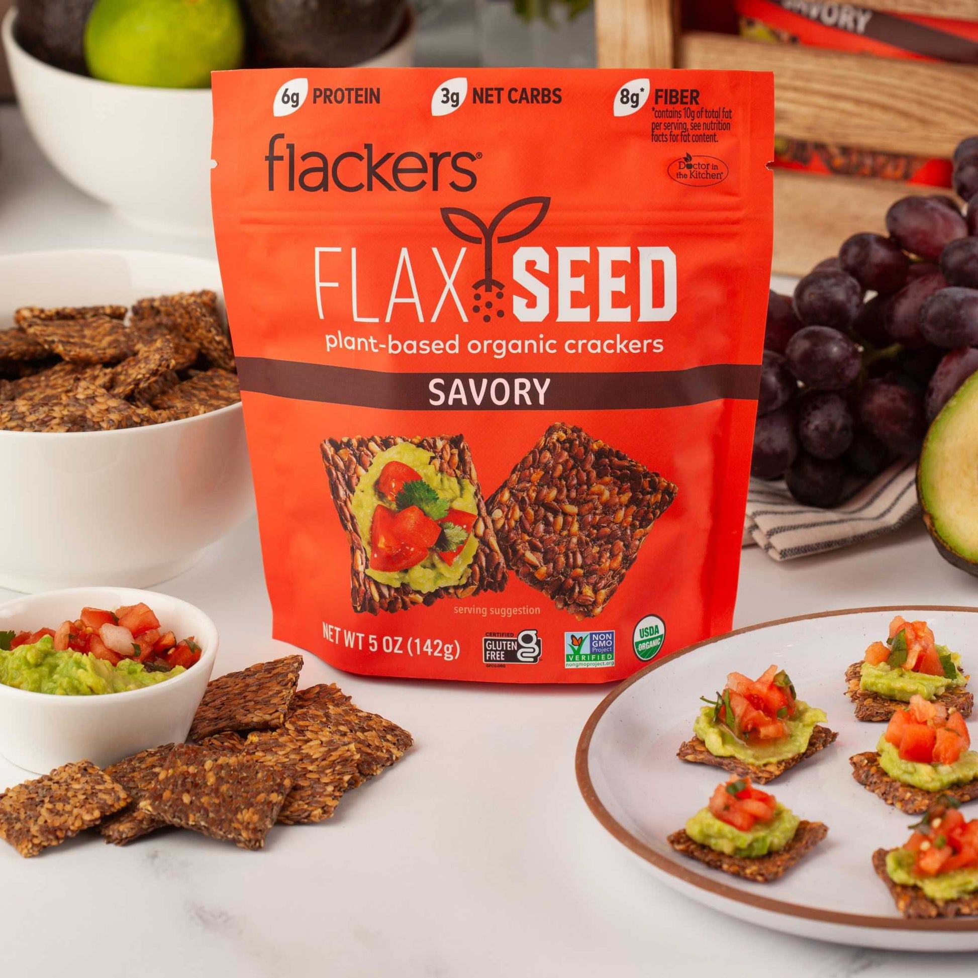 (6 - Pack) Savory Flackers - The Edible Petale Company