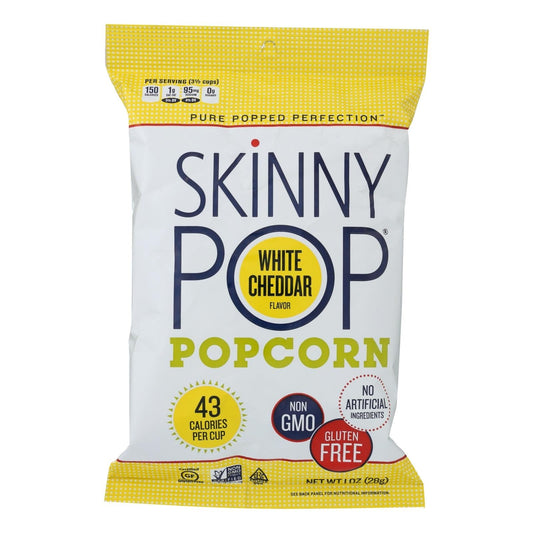 Skinnypop White Cheddar popcorn bag 1 oz gluten-free non-GMO low calorie snack