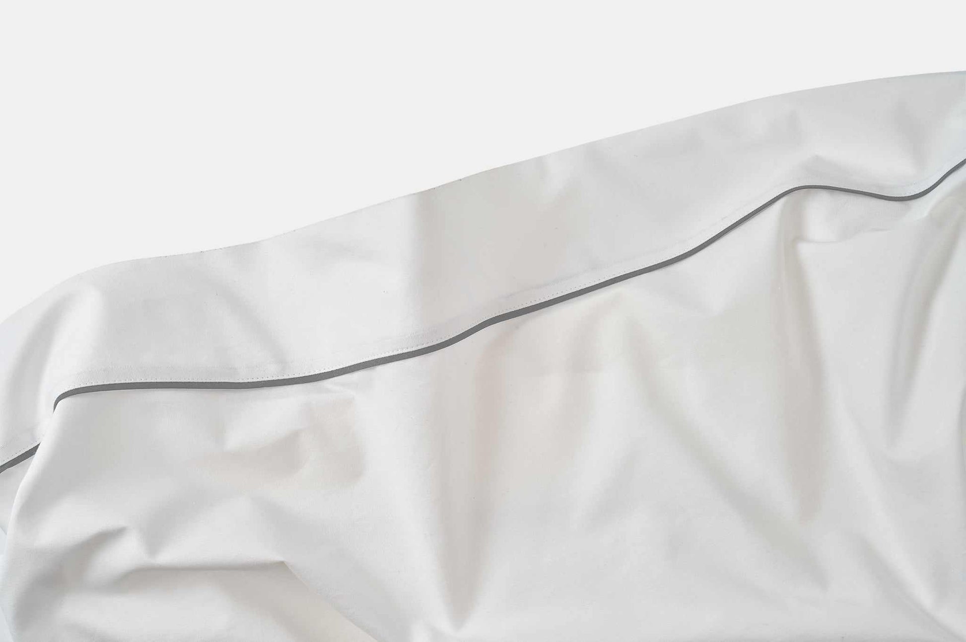 White cotton bed sheet with grey piping detail Cotton Piping Design