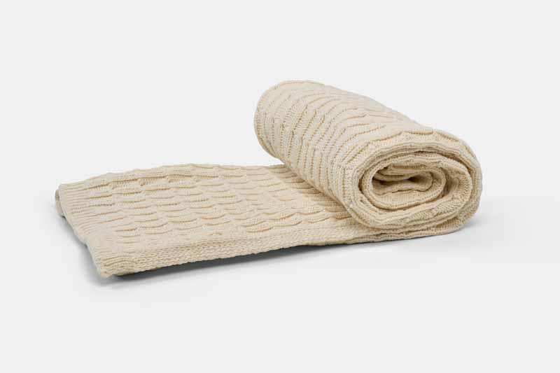 Cotton knitted baby blanket with textured knit perfect for crib and stroller use