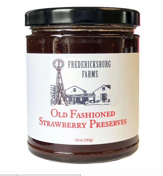 Good Ol' Strawberry Preserves jar of old fashioned strawberry jam from Fredericksburg Farms, 10 oz
