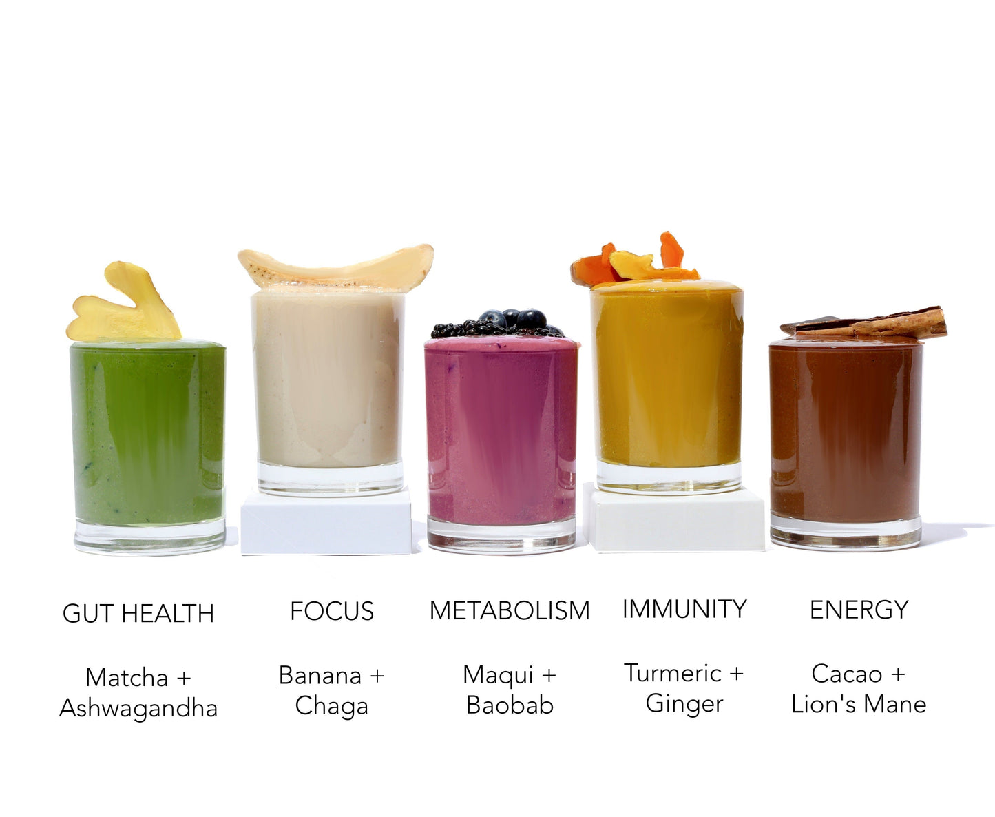 Organic plant protein superfood smoothie mix variety for gut health, focus, metabolism, immunity, and energy benefits