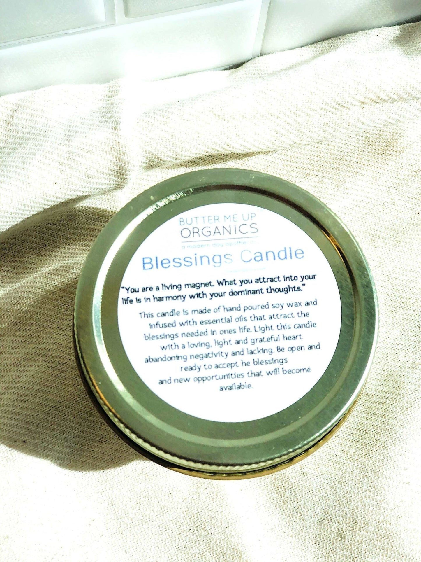 Blessings Candle / Intention Candle / Good Luck / Soy Handpoured Candle/ Candle with Crystals / Botanical Candle / Essential Oil Candle - The Edible Petale Company