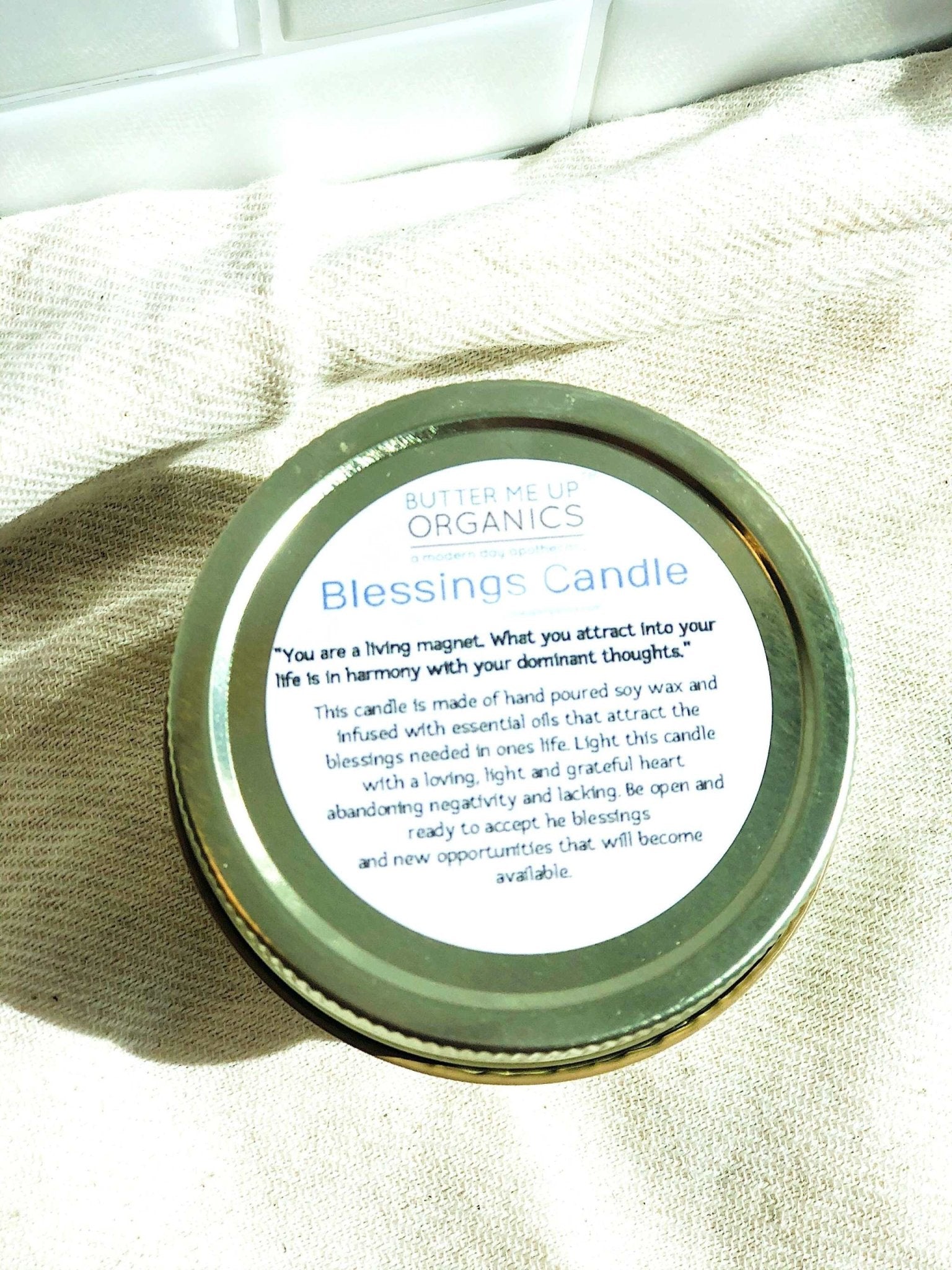 Blessings Candle / Intention Candle / Good Luck / Soy Handpoured Candle/ Candle with Crystals / Botanical Candle / Essential Oil Candle - The Edible Petale Company