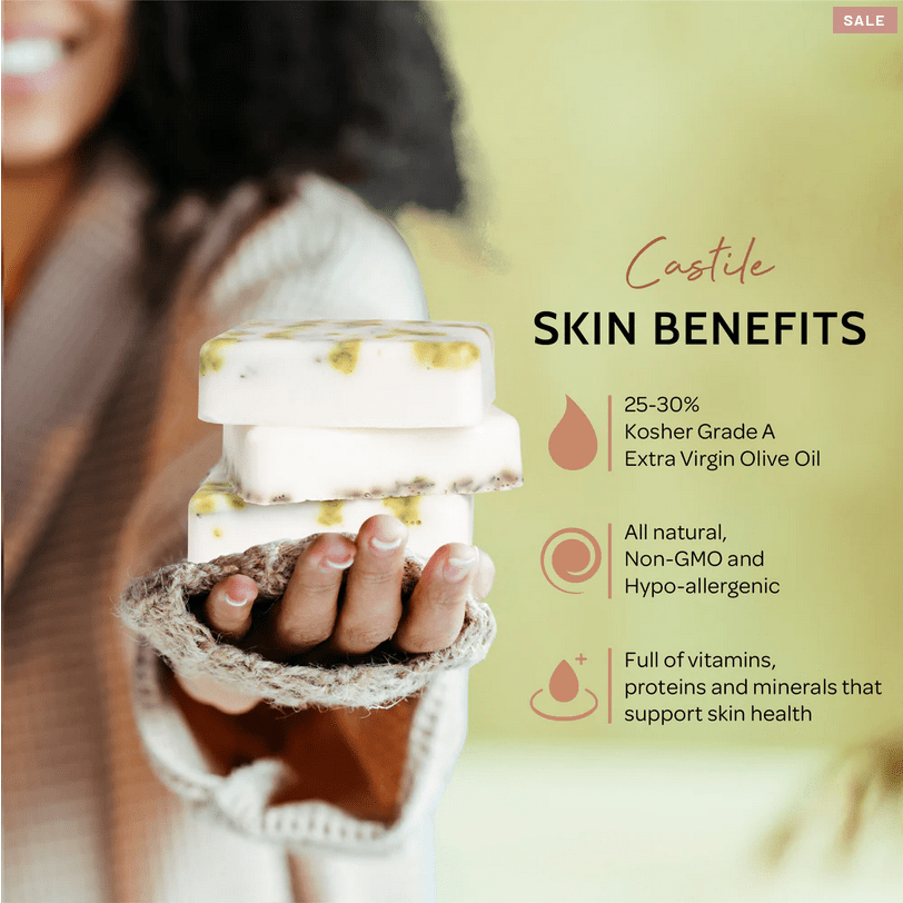 Castile Soap Bars with White Kaolin Clay (Buy 3, Get 1 FREE - CODE: FREE SOAP BAR) - The Edible Petale Company