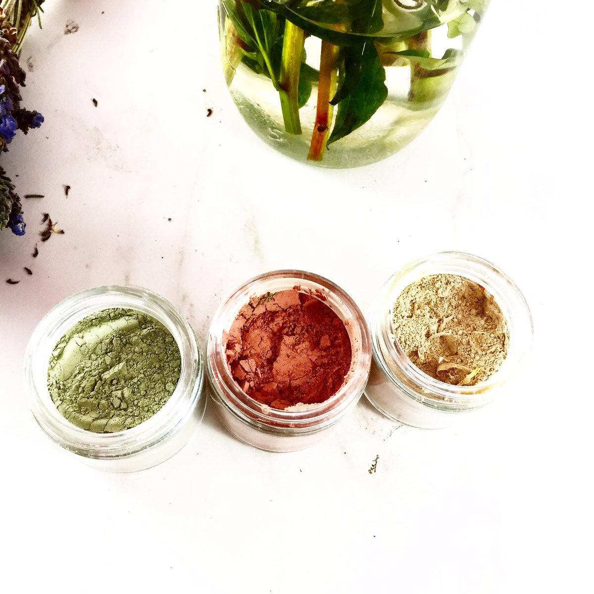 Clay Face Mask Trio Rose Clay French Green Clay Kaolin Clay Turmeric Kelp Calendula - The Edible Petale Company
