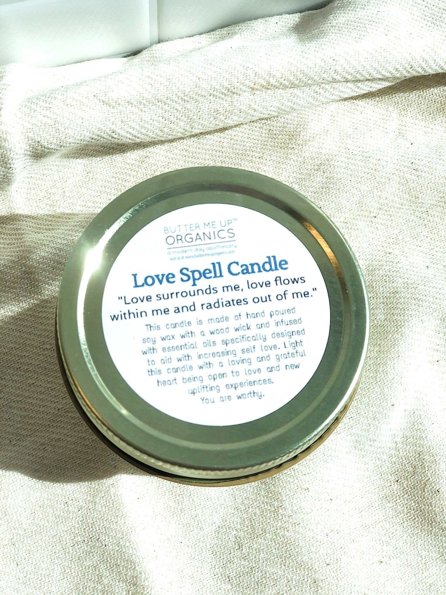 Love Spell / Intention Candle/ Ritual Candle / Love and Light / Rose Quartz / Crystal Candle - The Edible Petale Company