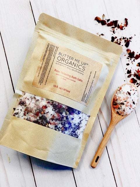 Organic Rose Salt Soak / Epsom Salt Soak / Pink Himalayan Sea Salt / Rose Absolut / Spa Gift / Butter Me Up Organics - The Edible Petale Company