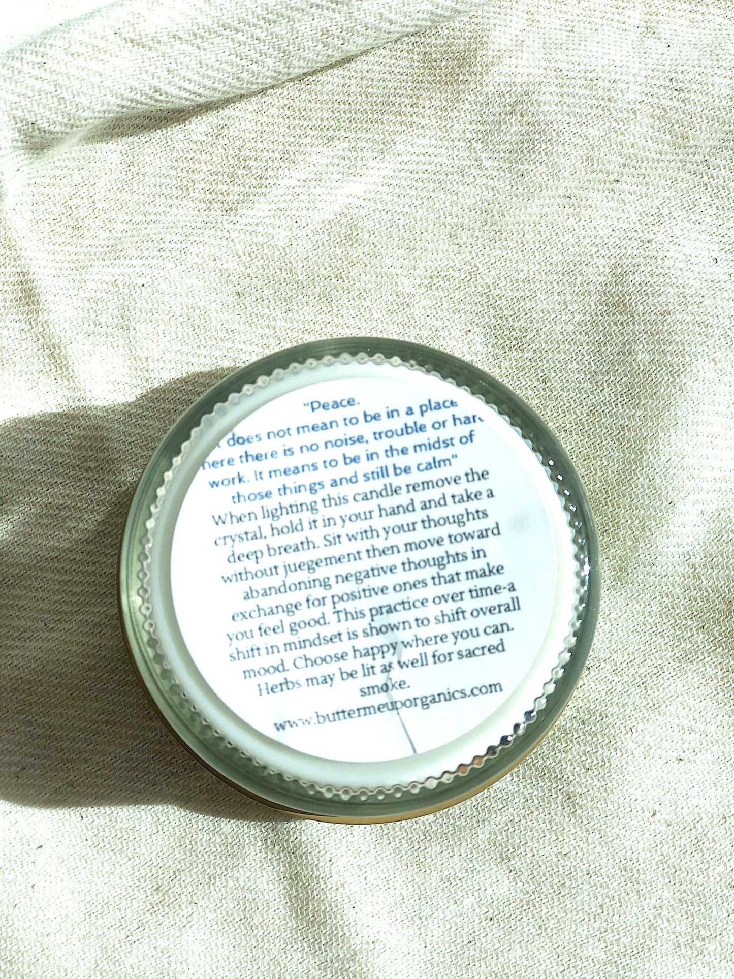 Peace Candle / Serenity Candle / Intention Candle / Ritual Candle / Crystal Candle / Pretty Candle / Organic Soy Wax Candle / Botanicals - The Edible Petale Company