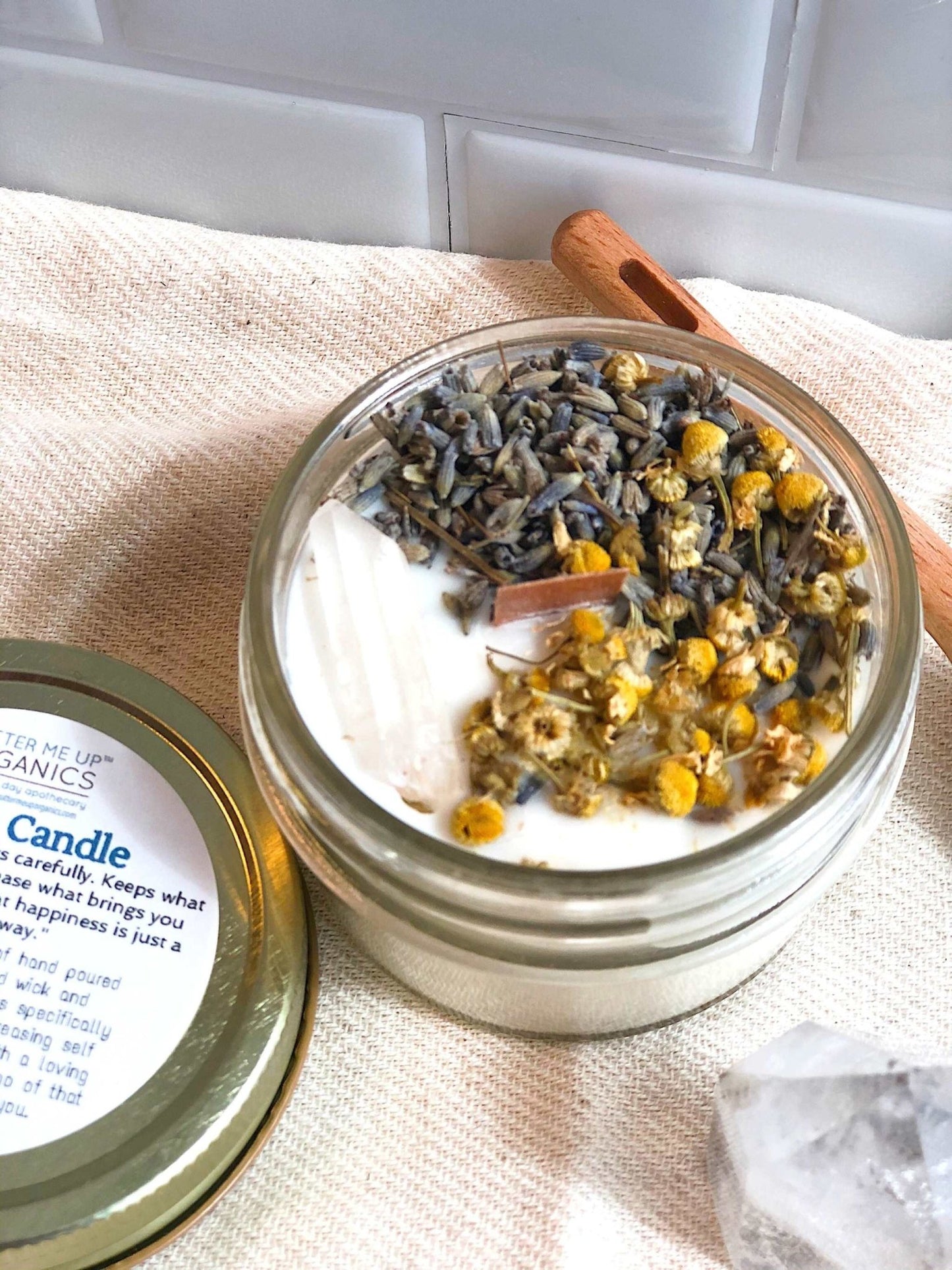 Peace Candle / Serenity Candle / Intention Candle / Ritual Candle / Crystal Candle / Pretty Candle / Organic Soy Wax Candle / Botanicals - The Edible Petale Company