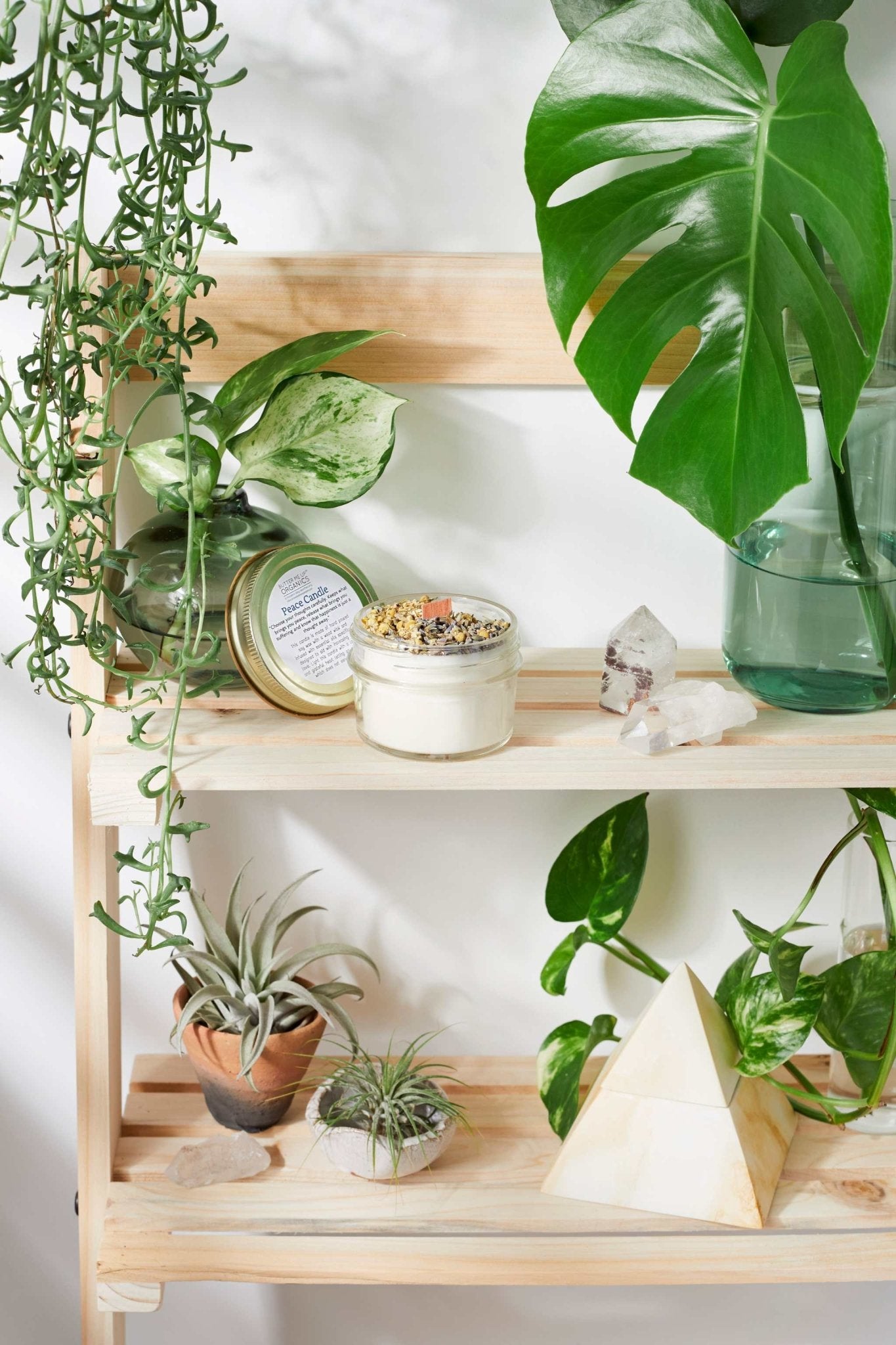 Peace Candle / Serenity Candle / Intention Candle / Ritual Candle / Crystal Candle / Pretty Candle / Organic Soy Wax Candle / Botanicals - The Edible Petale Company